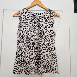 CALVIN Klein BlackPink Leopard  Animal Print Sleeveless Shell Top Size PL